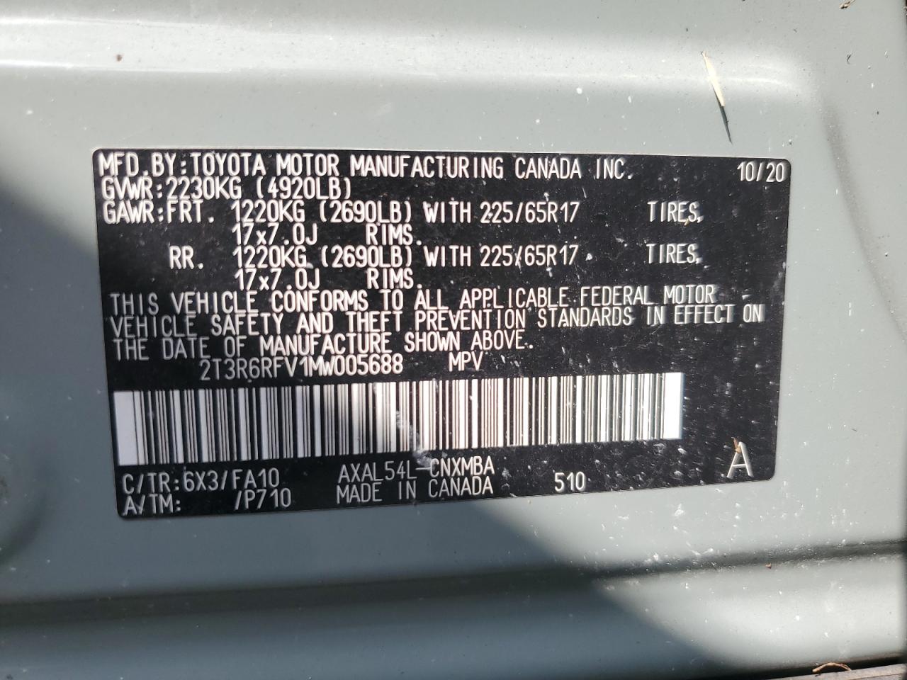 2021 Toyota Rav4 Xle VIN: 2T3R6RFV1MW005688 Lot: 74689684