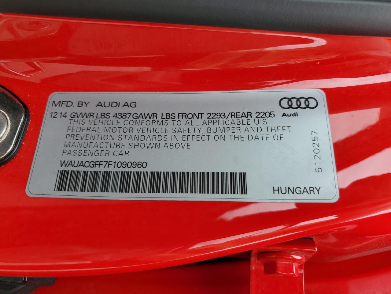 2015 Audi A3 Premium VIN: WAUACGFF7F1090960 Lot: 74562134