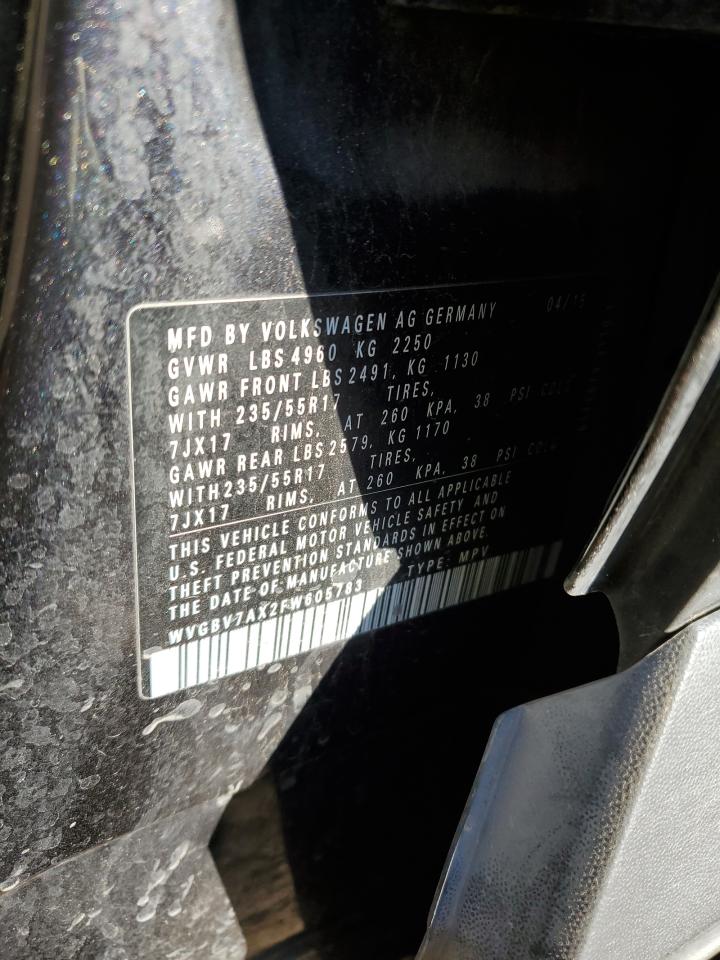 2015 Volkswagen Tiguan S VIN: WVGBV7AX2FW605783 Lot: 77115194