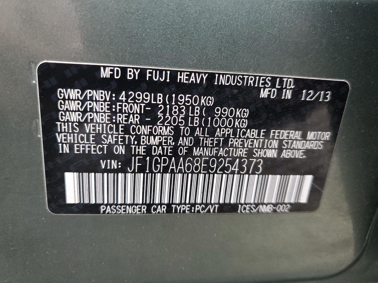 JF1GPAA68E9254373 2014 Subaru Impreza