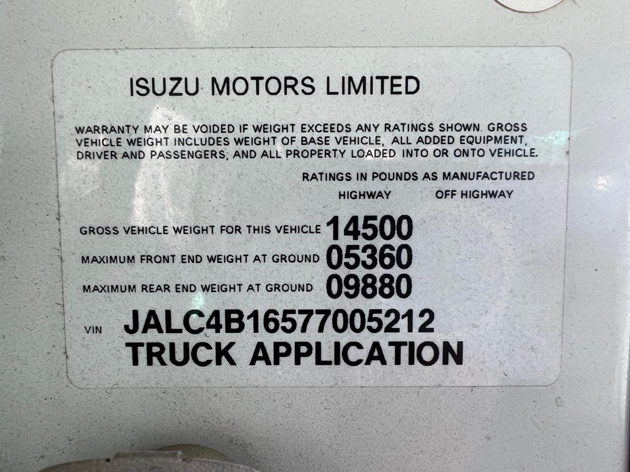 2007 Isuzu Npr VIN: JALC4B16577005212 Lot: 79022454