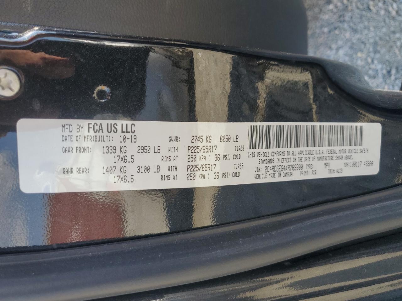 2C4RDGEG4KR769300 2019 Dodge Grand Caravan Gt