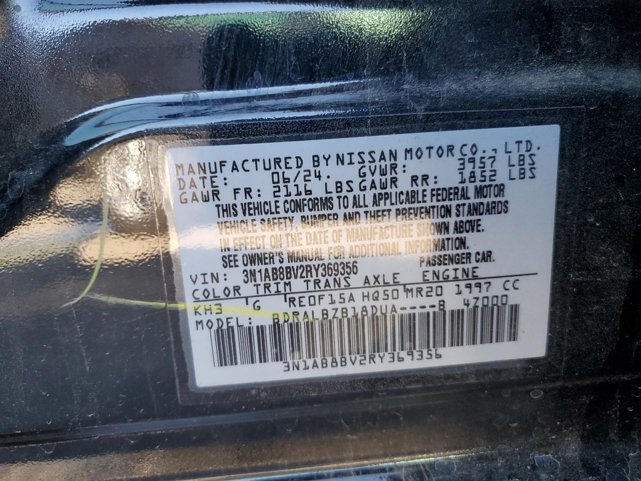 3N1AB8BV2RY369356 2024 Nissan Sentra S