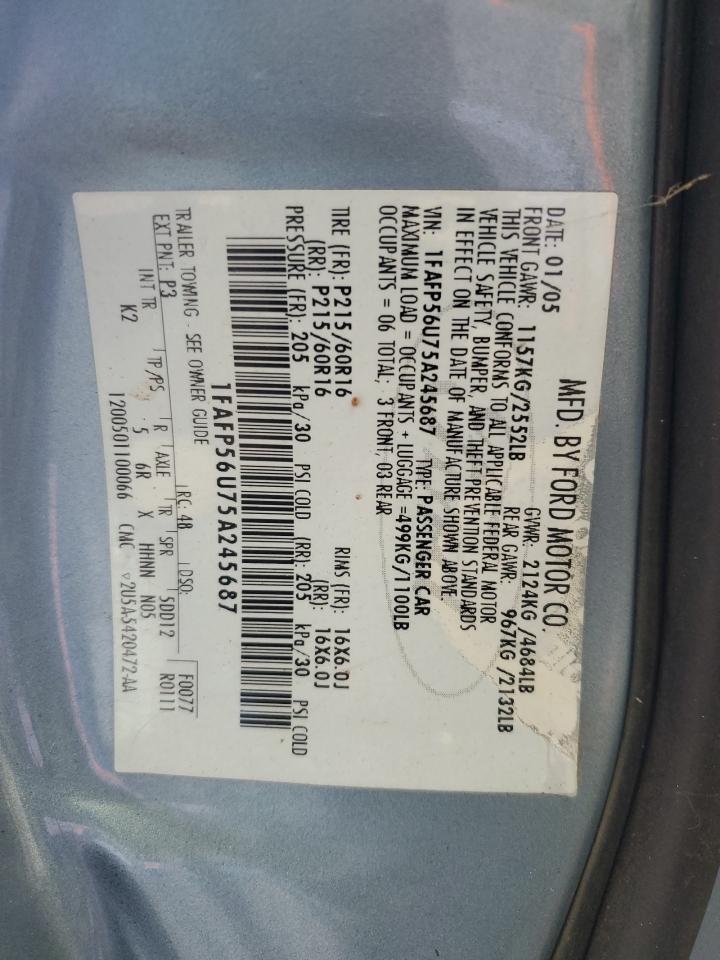 1FAFP56U75A245687 2005 Ford Taurus Sel