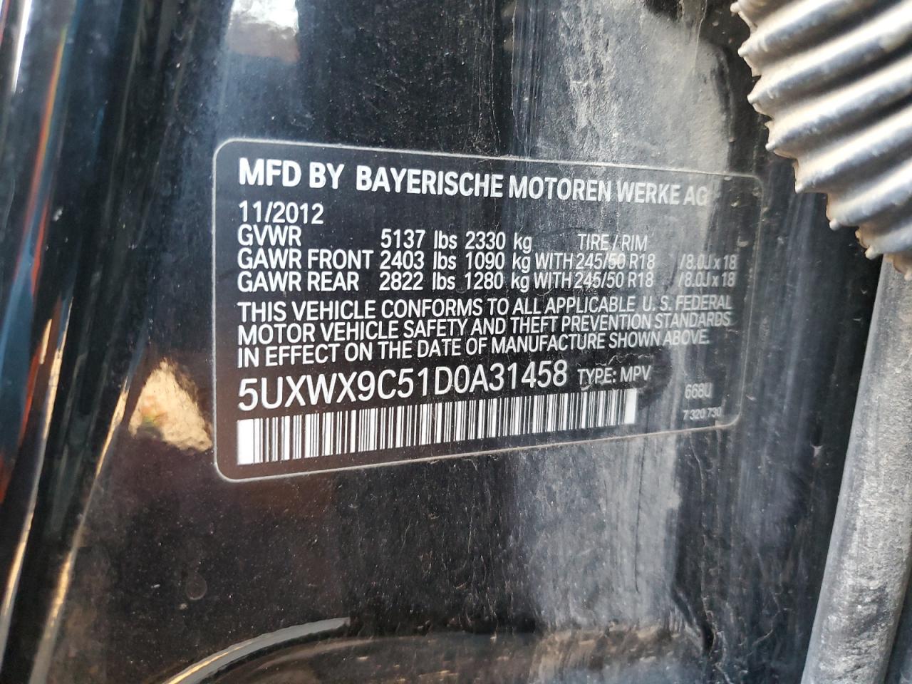 5UXWX9C51D0A31458 2013 BMW X3 xDrive28I