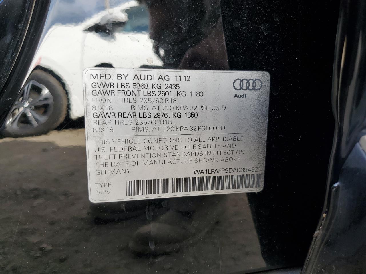 WA1LFAFP9DA039492 2013 Audi Q5 Premium Plus