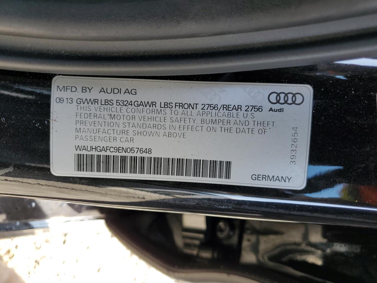 2014 Audi A6 Prestige VIN: WAUHGAFC9EN057648 Lot: 75525074