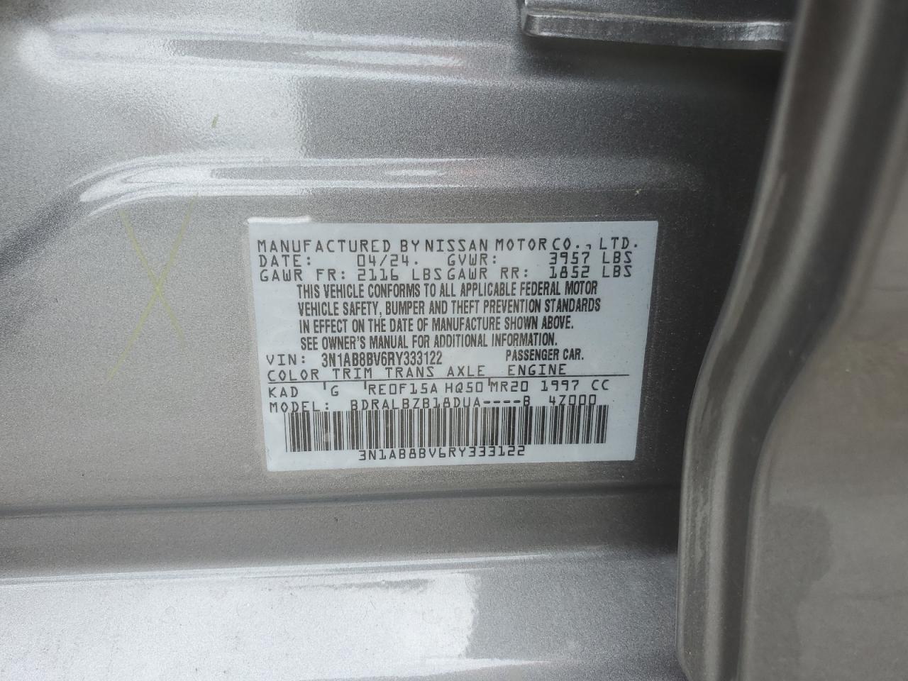 3N1AB8BV6RY333122 2024 Nissan Sentra S