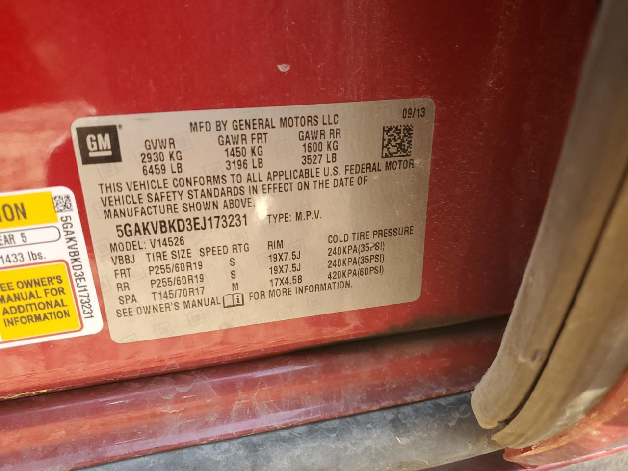 2014 Buick Enclave VIN: 5GAKVBKD3EJ173231 Lot: 74012134