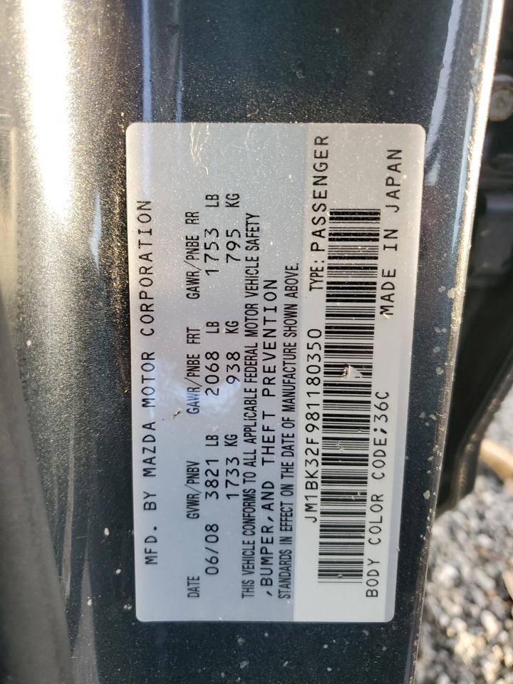 2008 Mazda 3 I VIN: JM1BK32F981180350 Lot: 77659924