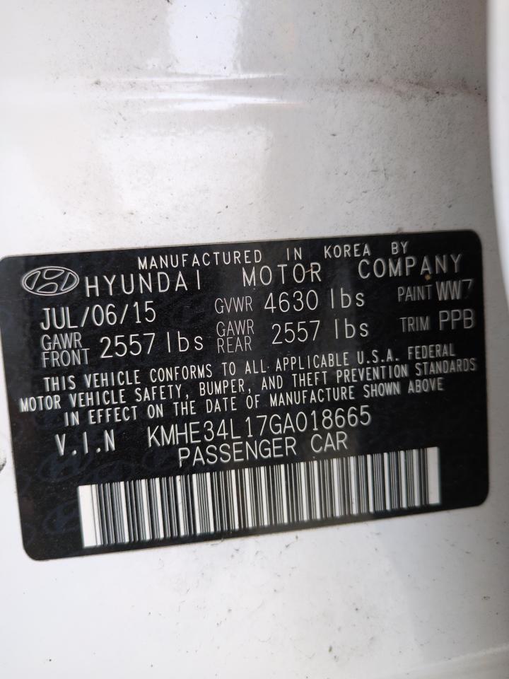 KMHE34L17GA018665 2016 Hyundai Sonata Hybrid