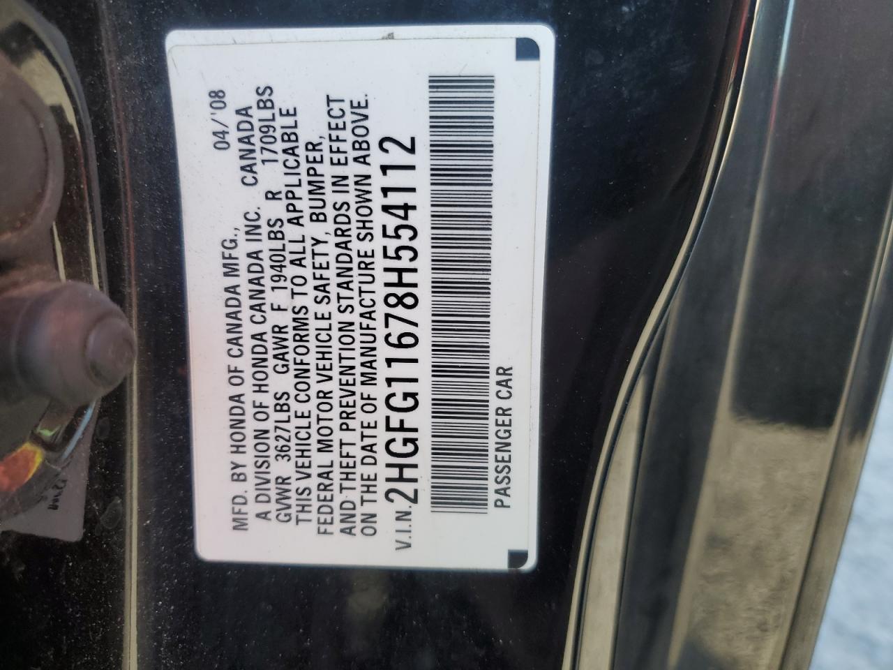 2HGFG11678H554112 2008 Honda Civic Lx