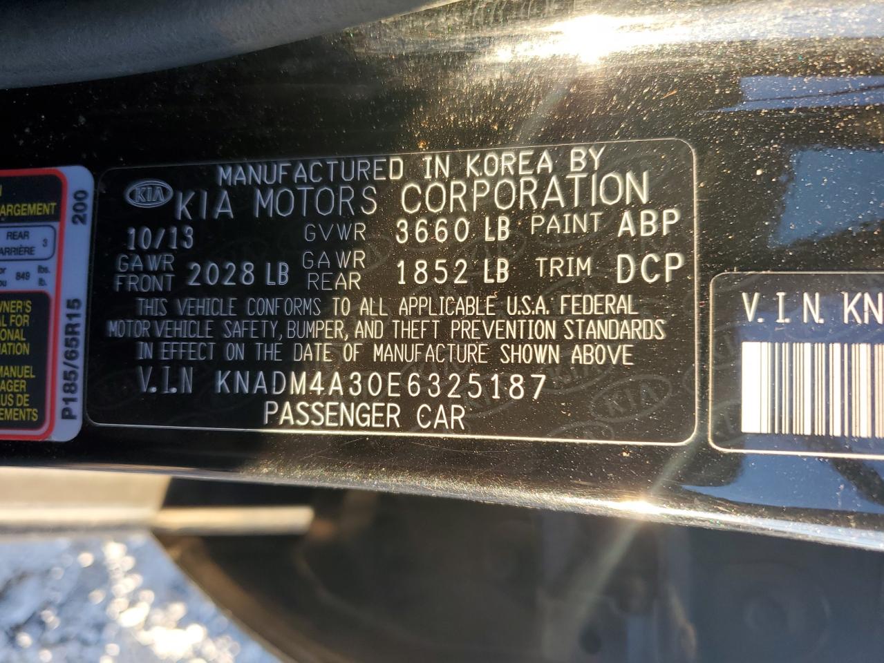 KNADM4A30E6325187 2014 Kia Rio Lx