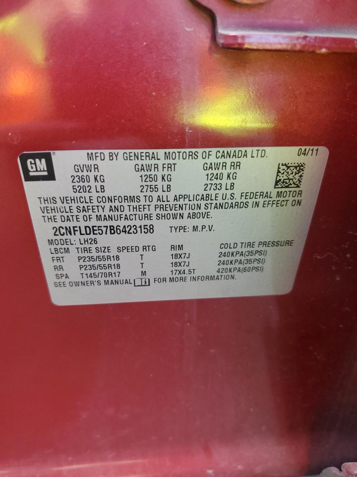 2CNFLDE57B6423158 2011 Chevrolet Equinox Lt