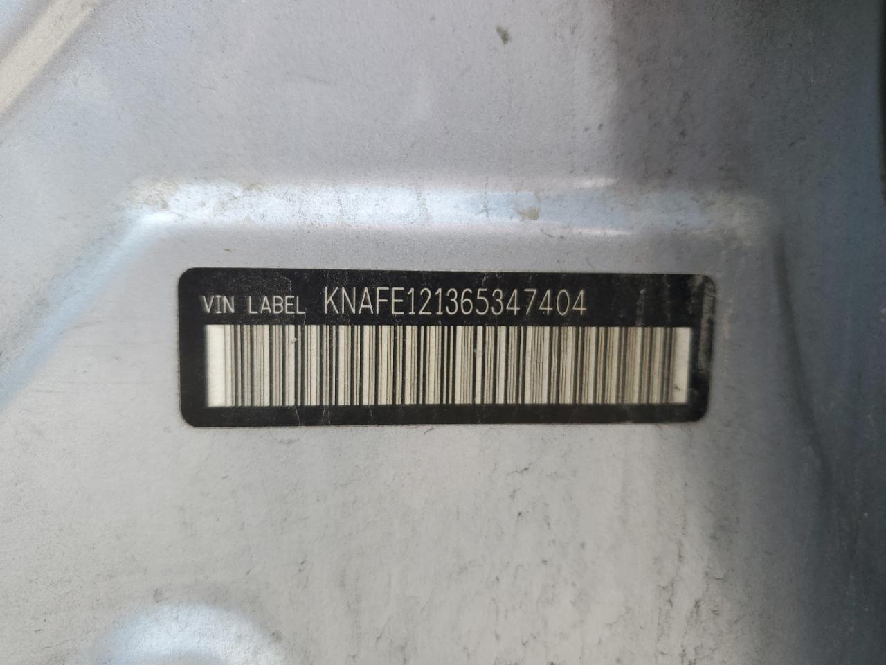 2006 Kia Spectra Lx VIN: KNAFE121365347404 Lot: 85513205