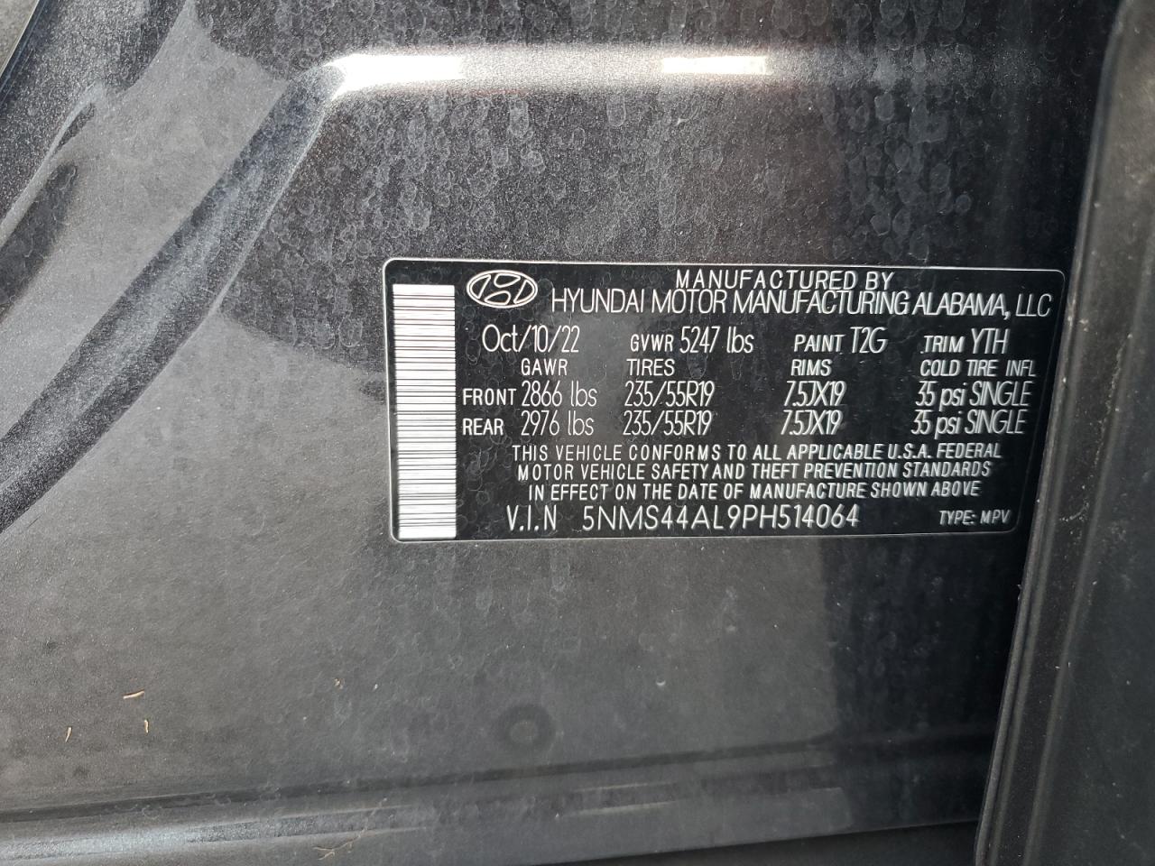 5NMS44AL9PH514064 2023 Hyundai Santa Fe Limited