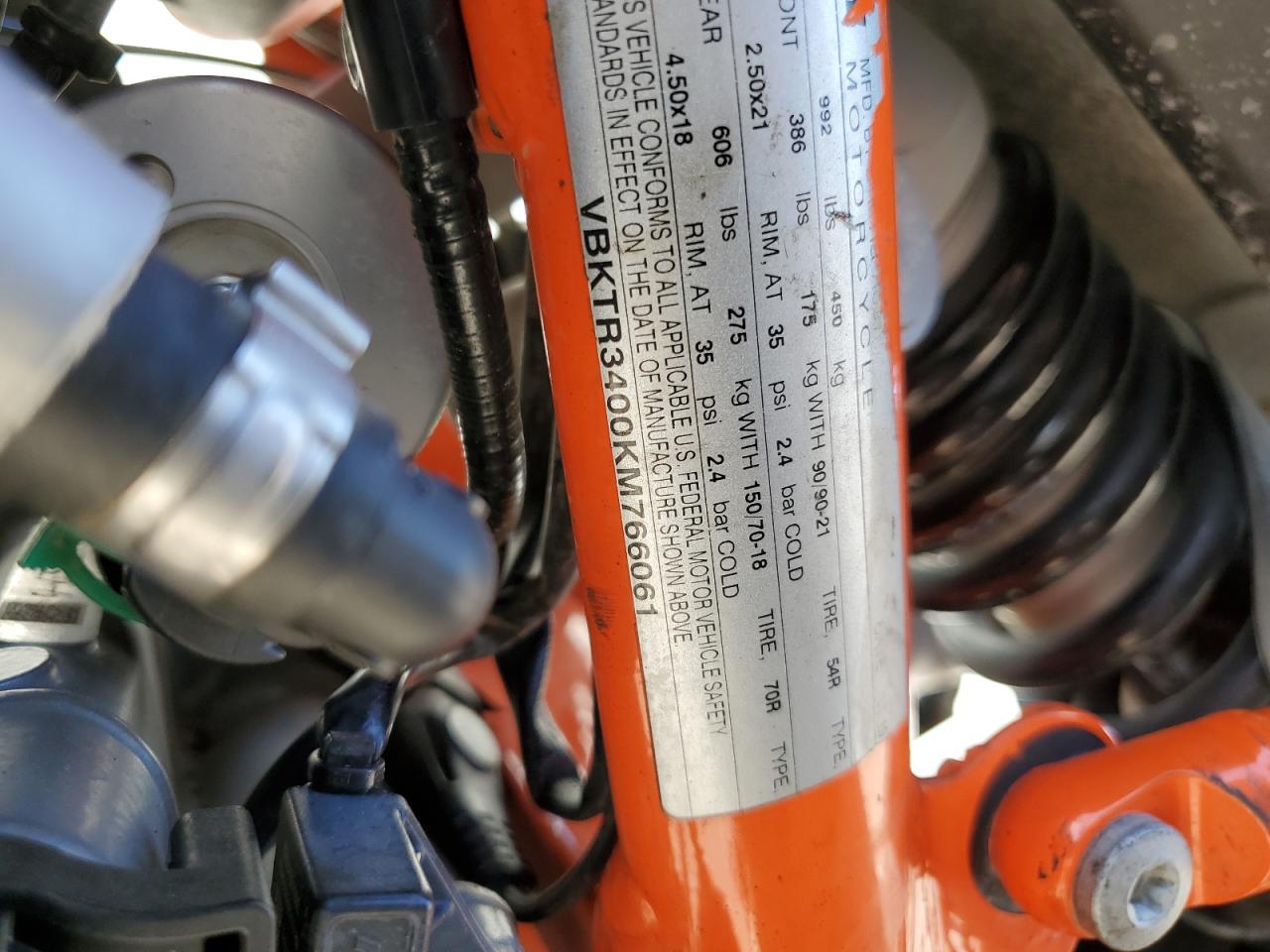 2019 Ktm 790 Adventure R VIN: VBKTR3400KM766061 Lot: 77854704