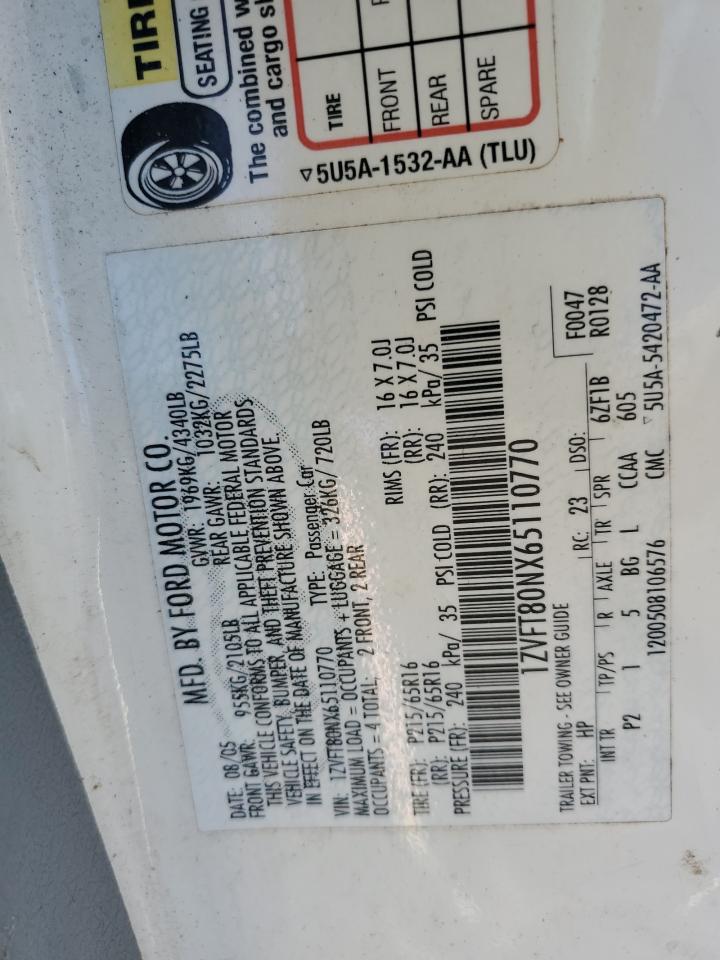 2006 Ford Mustang VIN: 1ZVFT80NX65110770 Lot: 78024964