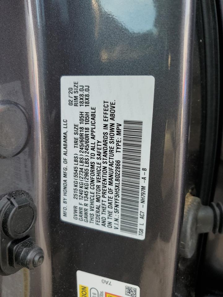 5FNYF5H5XLB022866 2020 Honda Pilot Exl