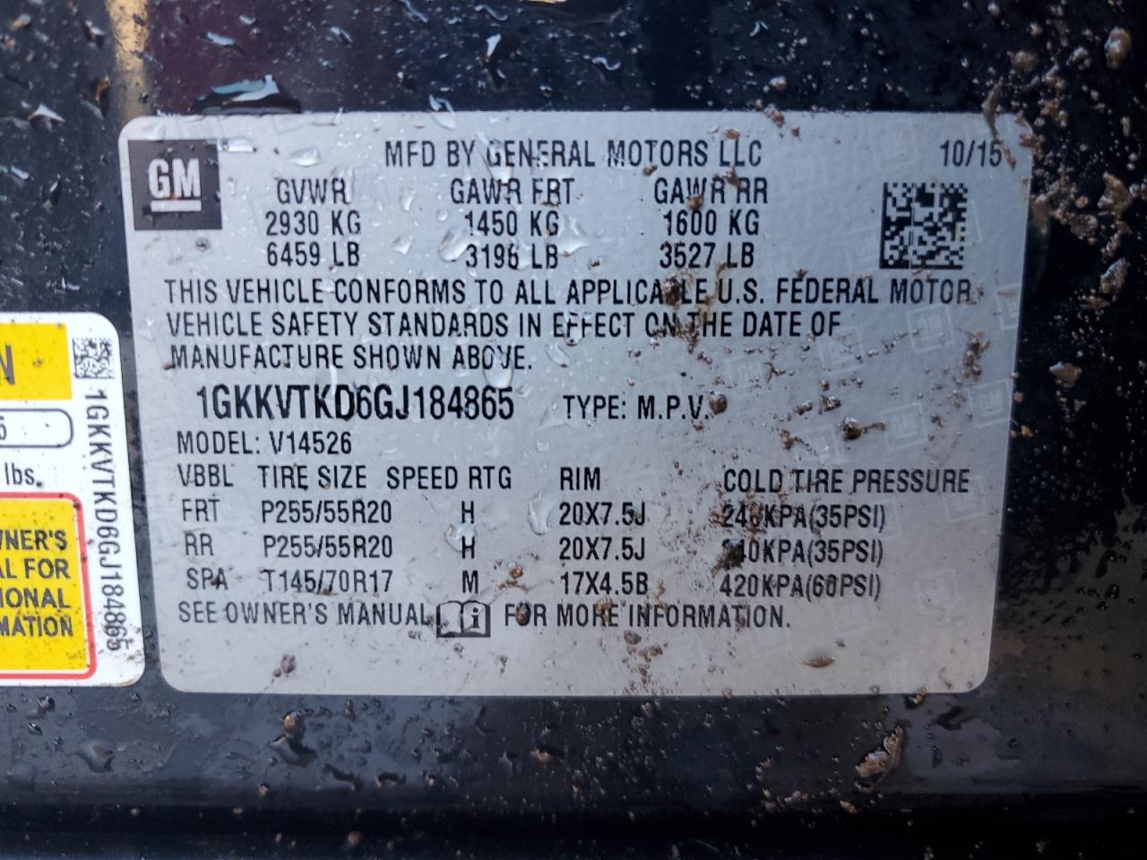 2016 GMC Acadia Denali VIN: 1GKKVTKD6GJ184865 Lot: 75822664