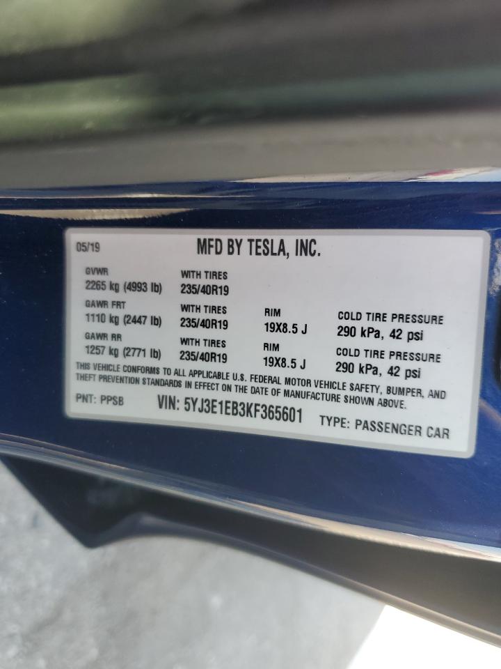 5YJ3E1EB3KF365601 2019 Tesla Model 3