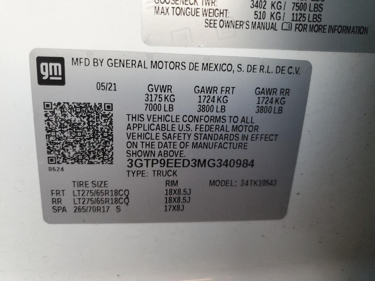 3GTP9EED3MG340984 2021 GMC Sierra K1500 At4