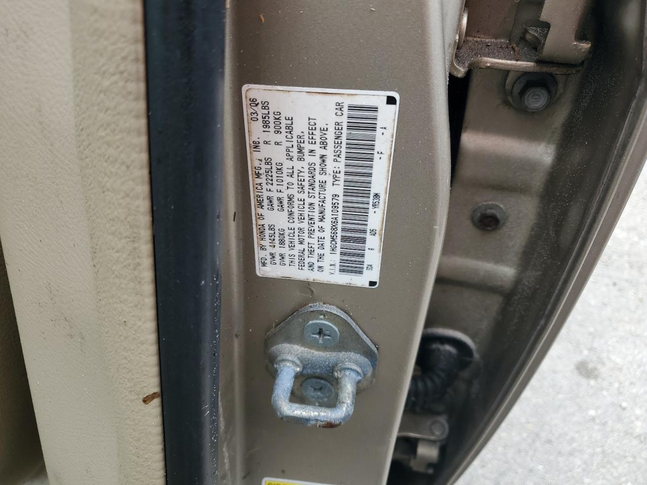 2006 Honda Accord Ex VIN: 1HGCM568X6A109579 Lot: 73756014