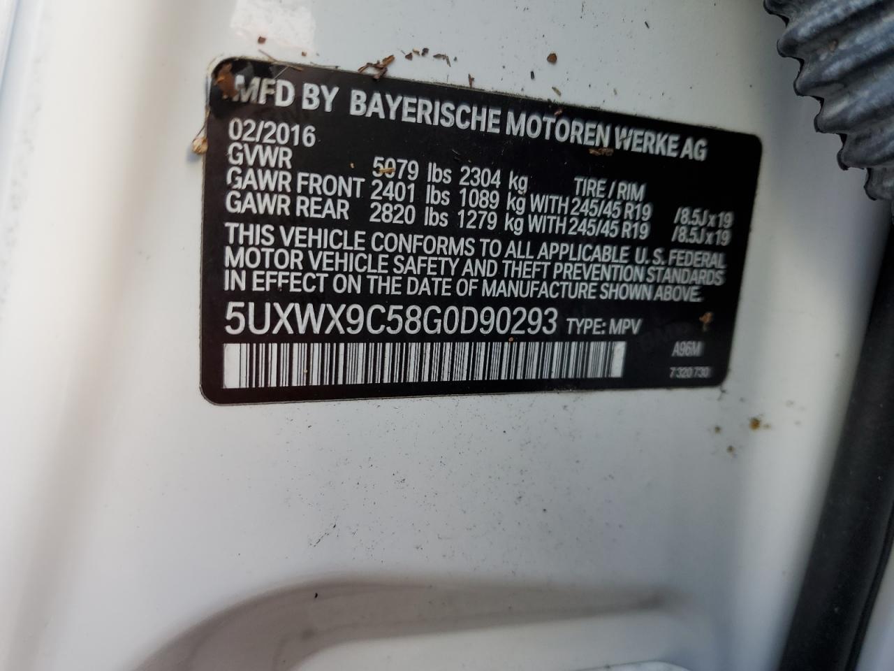 5UXWX9C58G0D90293 2016 BMW X3 xDrive28I