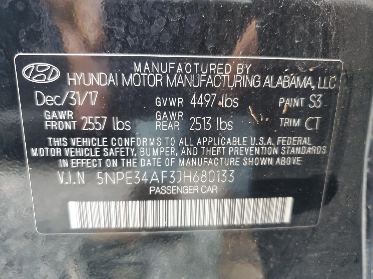 5NPE34AF3JH680133 2018 Hyundai Sonata Sport