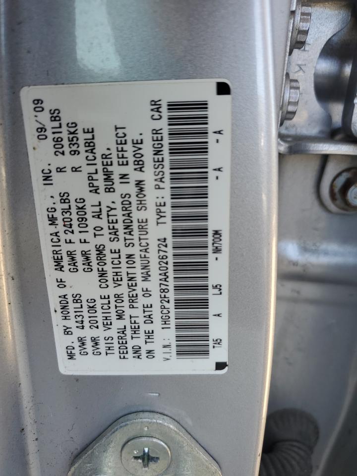 1HGCP2F87AA026724 2010 Honda Accord Exl