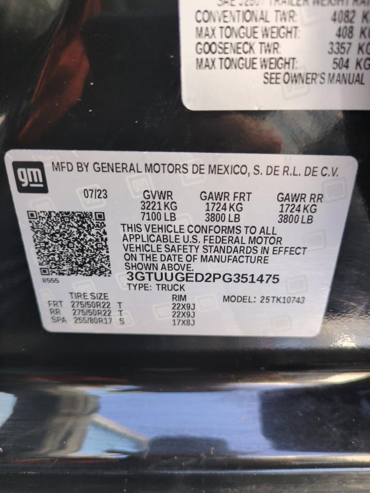 VIN 3GTUUGED2PG351475 2023 GMC SIERRA no.13