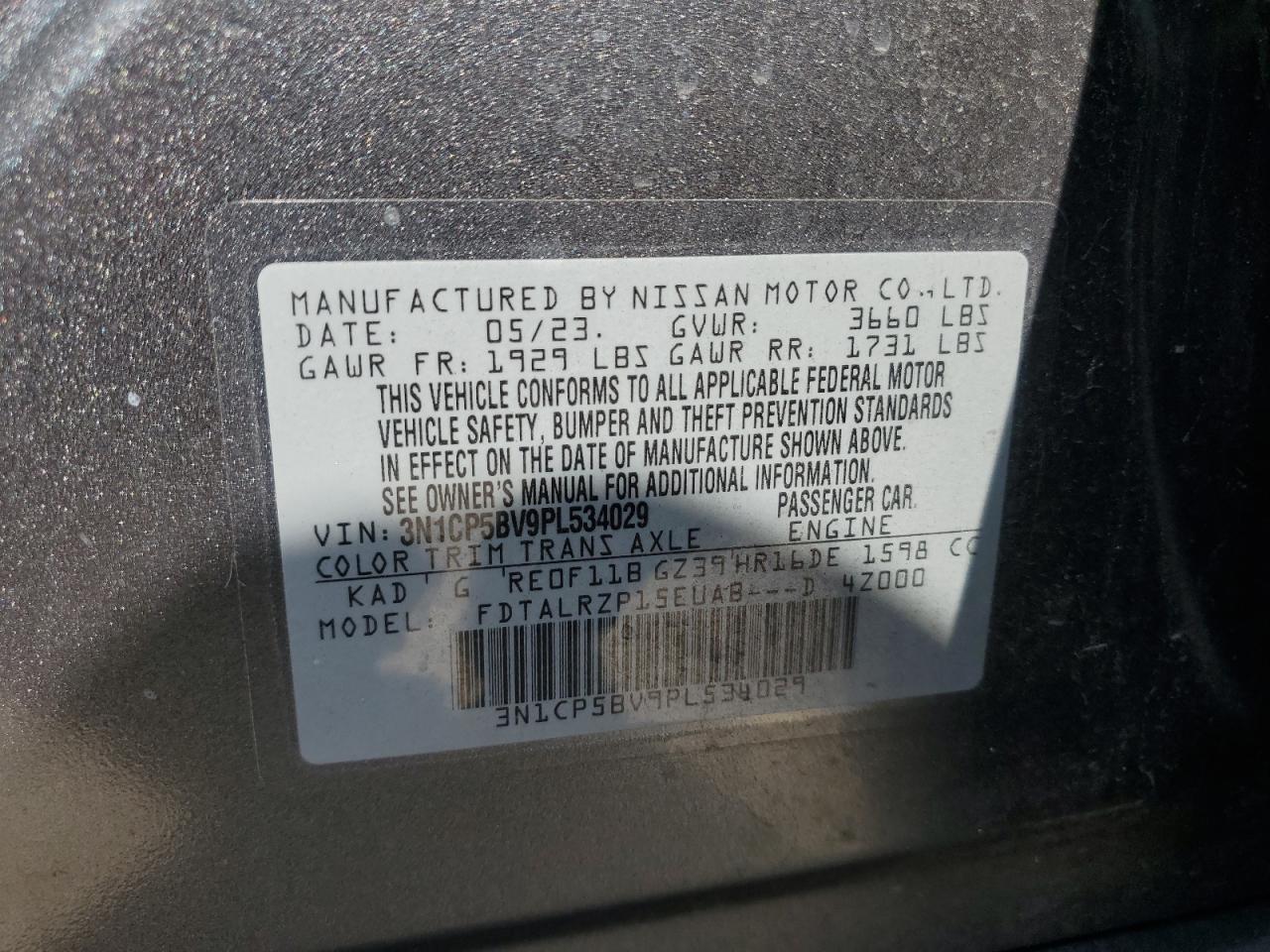 3N1CP5BV9PL534029 2023 Nissan Kicks S