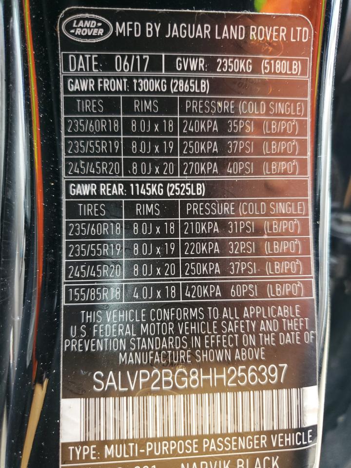 2017 Land Rover Range Rover Evoque Se VIN: SALVP2BG8HH256397 Lot: 75051074