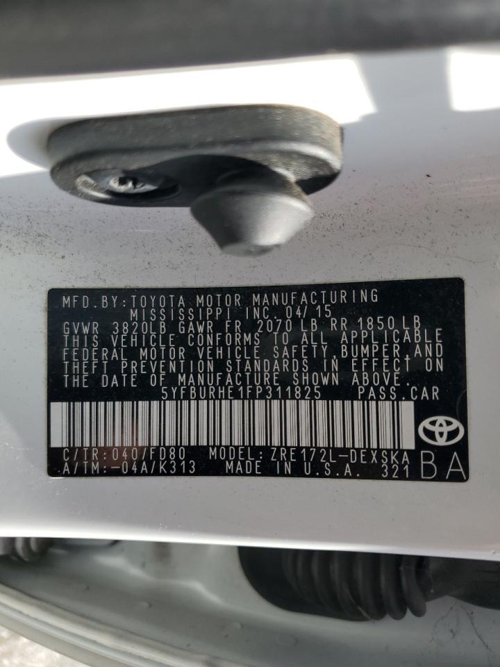 5YFBURHE1FP311825 2015 TOYOTA COROLLA - Image 12