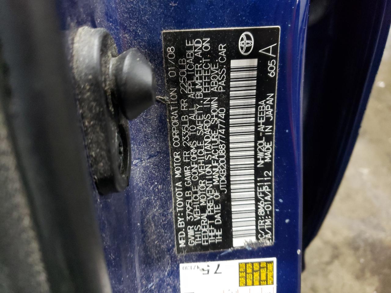 JTDKB20U887747740 2008 Toyota Prius