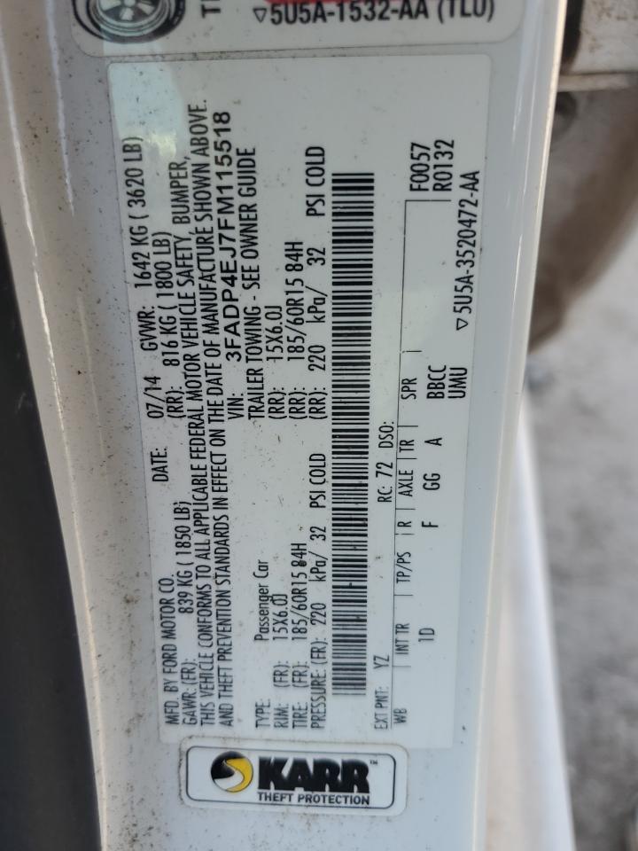 2015 Ford Fiesta Se VIN: 3FADP4EJ7FM115518 Lot: 75355464