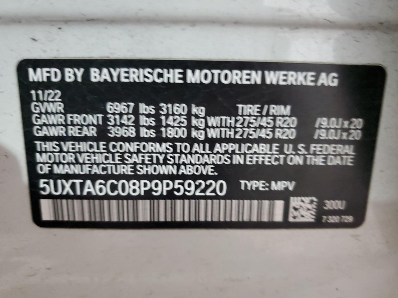 5UXTA6C08P9P59220 2023 BMW X5 xDrive45E