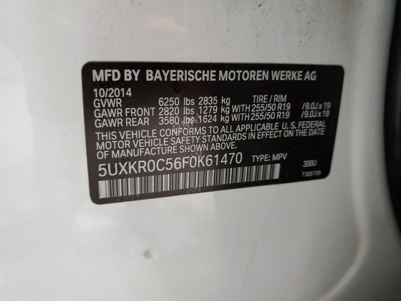 2015 BMW X5 xDrive35I VIN: 5UXKR0C56F0K61470 Lot: 77492144