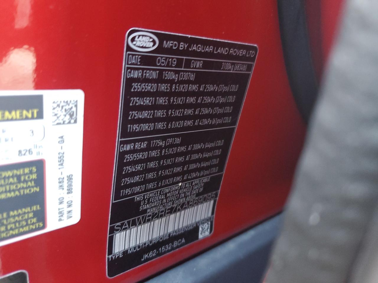 2019 Land Rover Range Rover Sport Supercharged Dynamic VIN: SALWR2RE7KA869095 Lot: 74201684