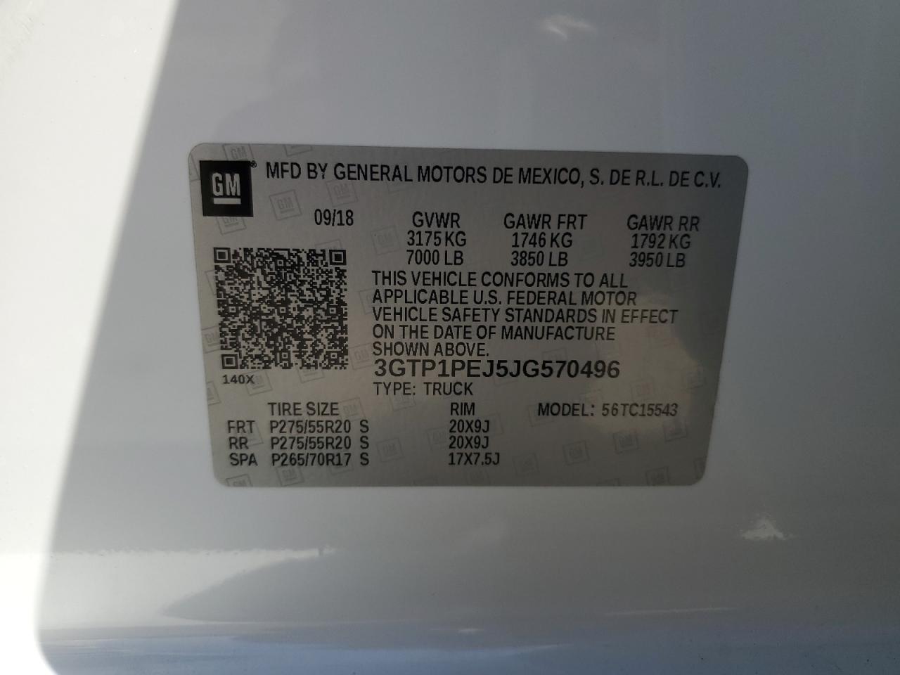 3GTP1PEJ5JG570496 2018 GMC Sierra C1500 Denali