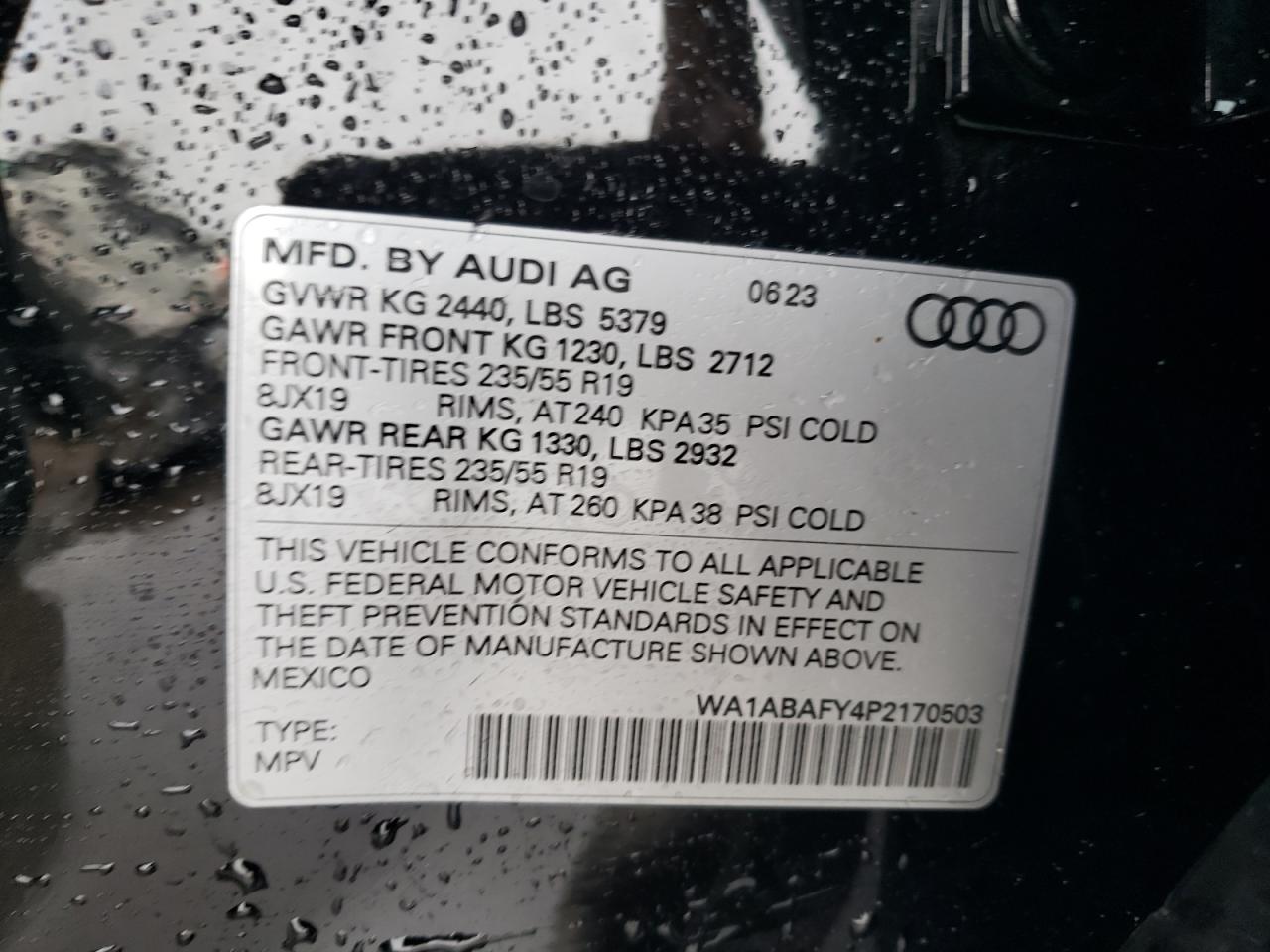 2023 Audi Q5 Premium 40 VIN: WA1ABAFY4P2170503 Lot: 74727904