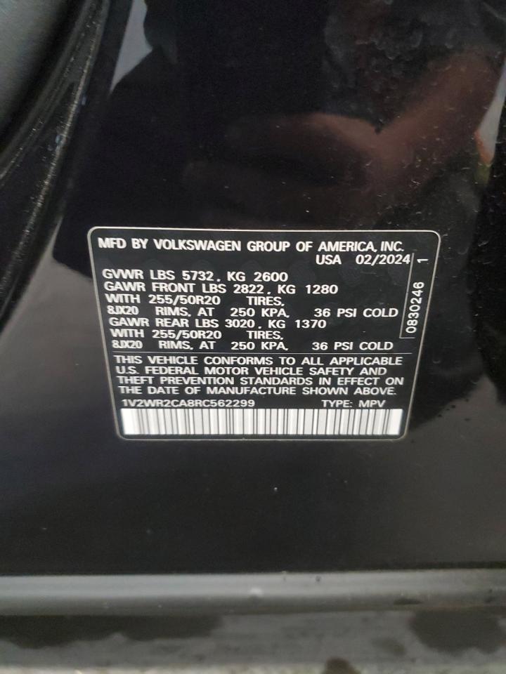 2024 Volkswagen Atlas Se VIN: 1V2WR2CA8RC562299 Lot: 76441994