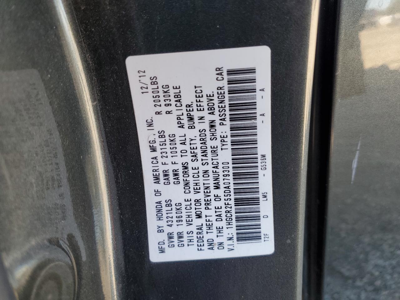 1HGCR2F55DA079300 2013 Honda Accord Sport