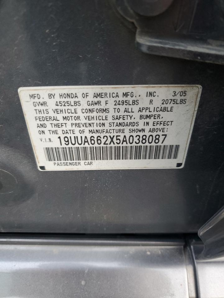 2005 Acura Tl VIN: 19UUA662X5A038087 Lot: 75403074