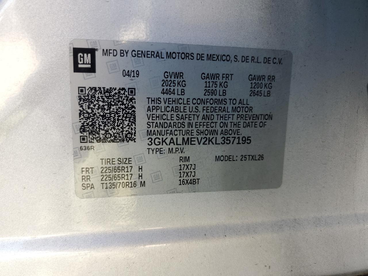 VIN 3GKALMEV2KL357195 2019 GMC TERRAIN no.13