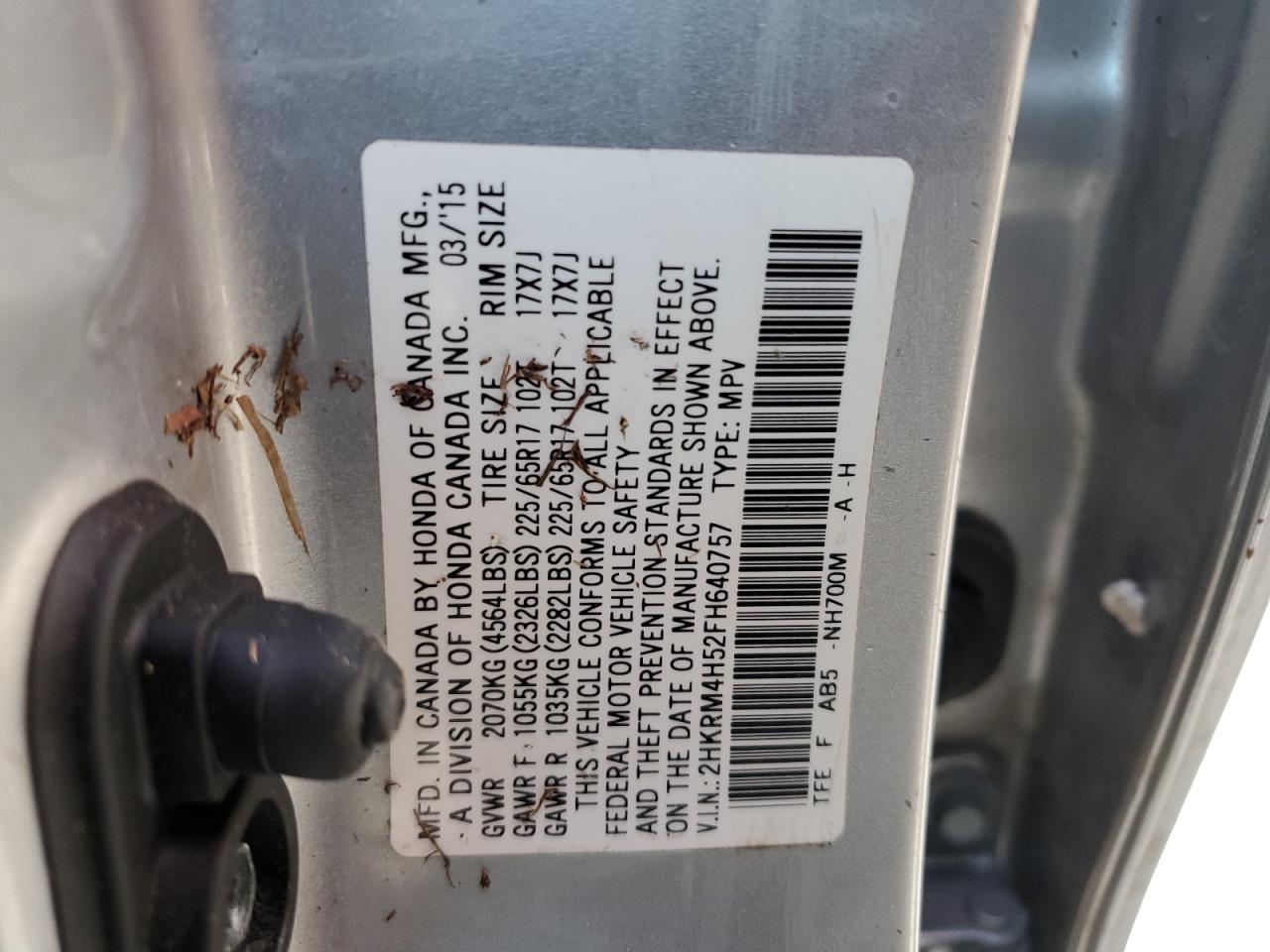 2HKRM4H52FH640757 2015 Honda Cr-V Ex