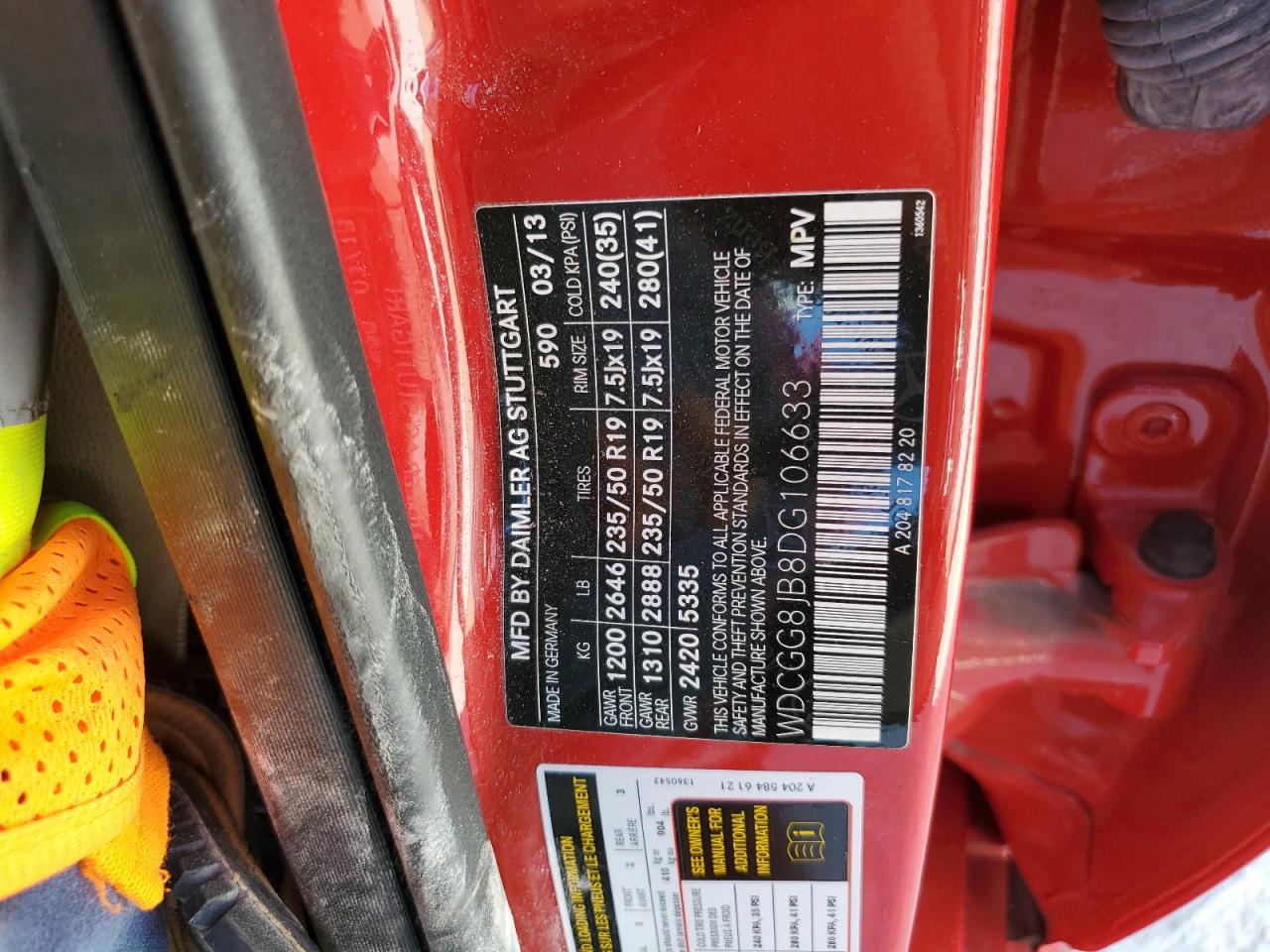 2013 Mercedes-Benz Glk 350 4Matic VIN: WDCGG8JB8DG106633 Lot: 76238314