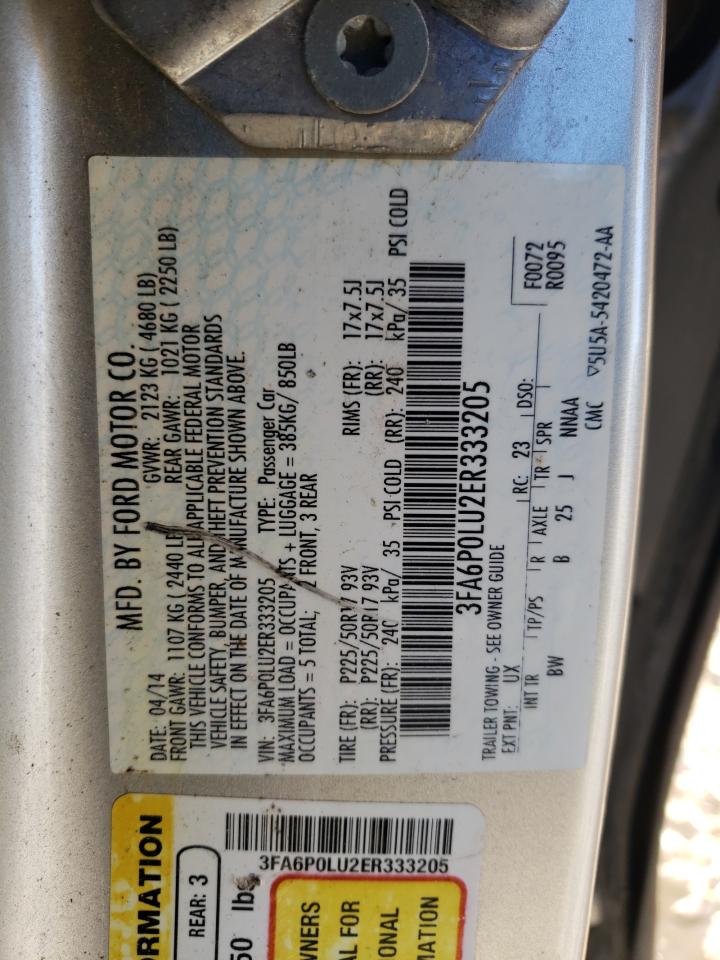 2014 Ford Fusion Se Hybrid VIN: 3FA6P0LU2ER333205 Lot: 76539644