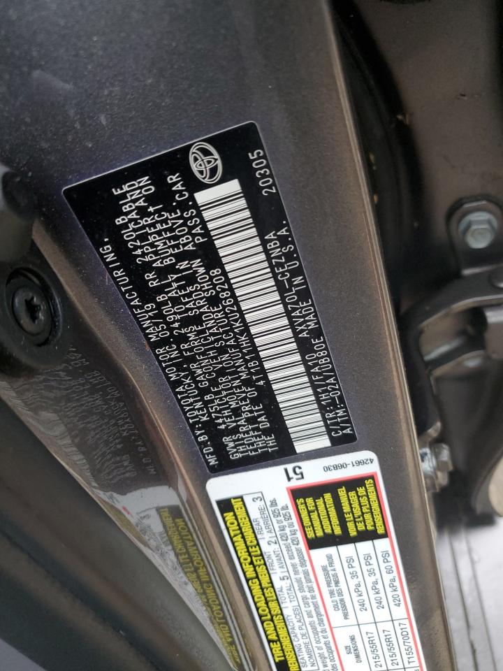 4T1B11HK1KU268208 2019 TOYOTA CAMRY - Image 12