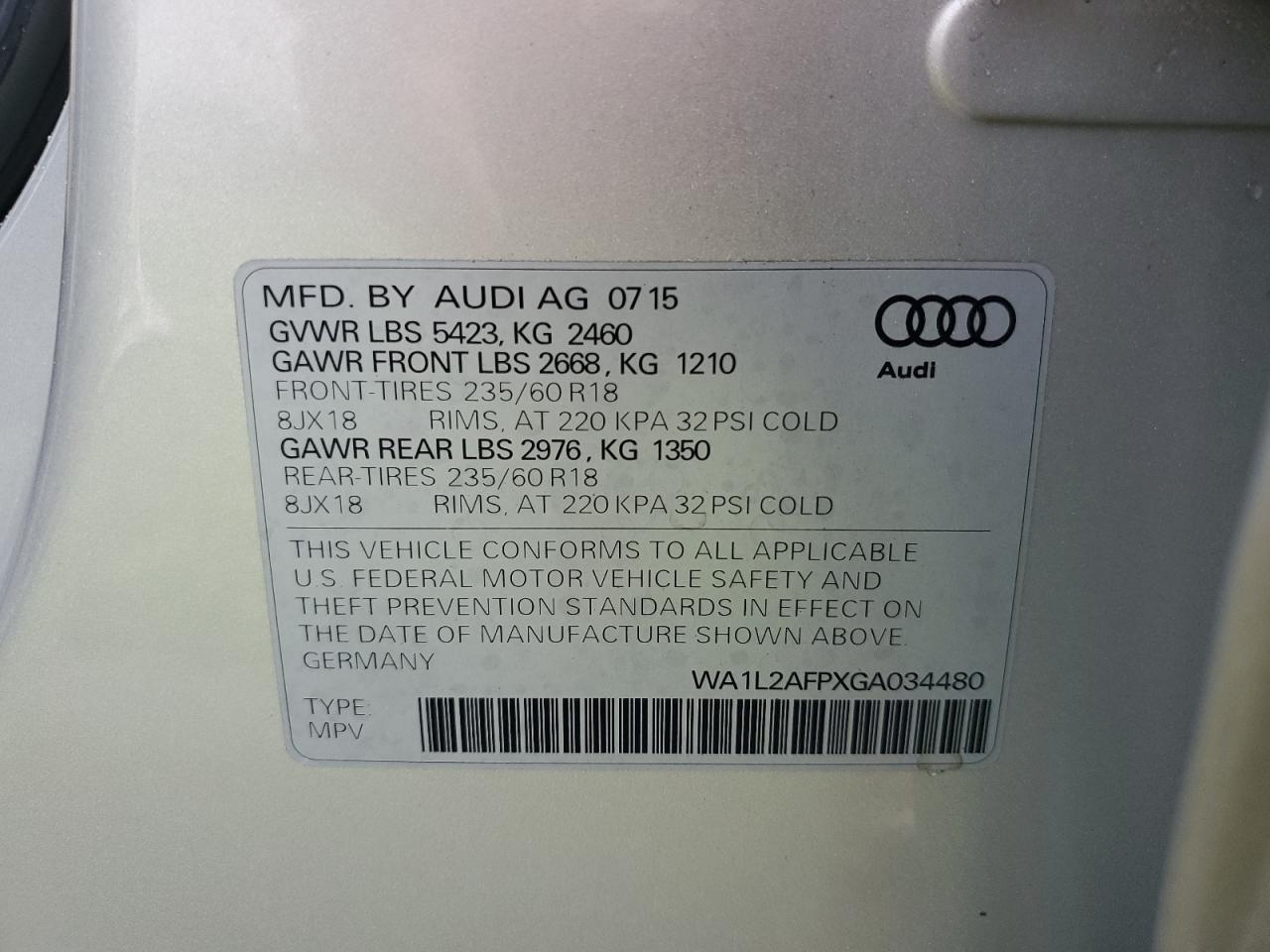 WA1L2AFPXGA034480 2016 AUDI Q5 - Image 14